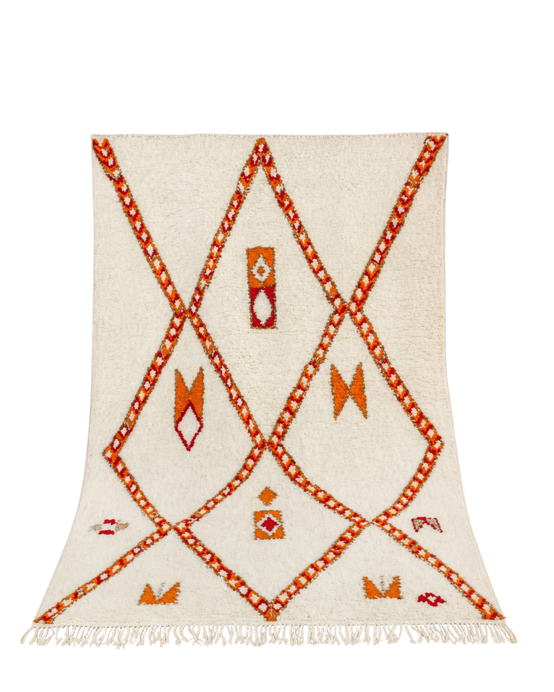 Tapis Motif Moderne Amazigh — Blanc & Orange