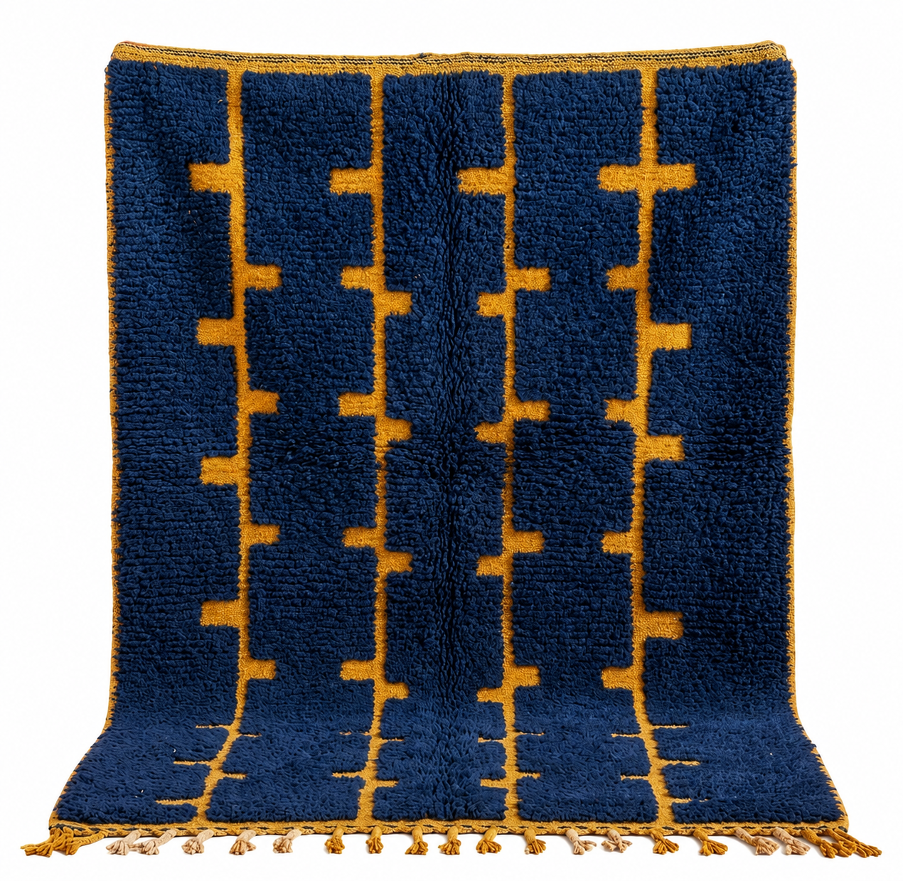 Tapis Motif Moderne Amazigh — Bleu & Jaune